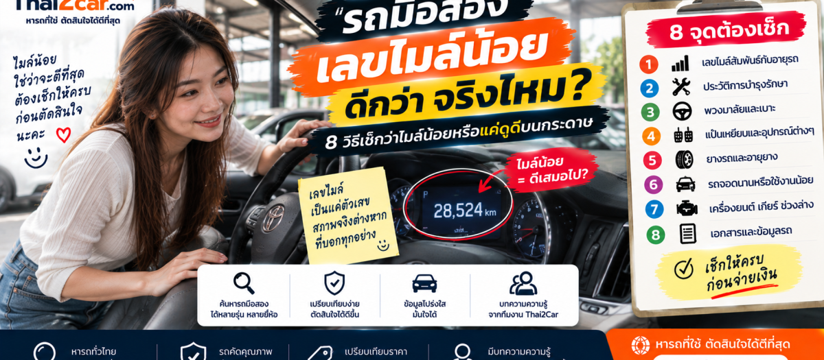 รถมือสองเลขไมล์น้อย “ดีกว่า” จริงไหม? 8 วิธีเช็กว่าไมล์น้อยหรือแค่ดูดีบนกระดาษ